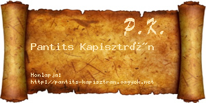 Pantits Kapisztrán névjegykártya